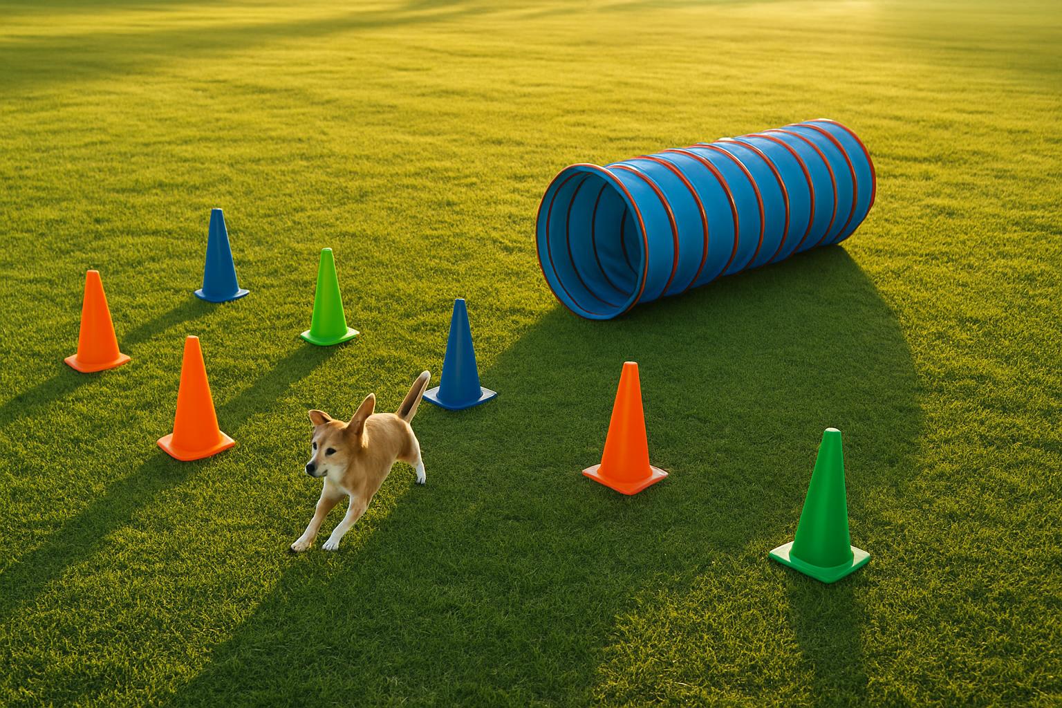 Calm dog relaxing after training